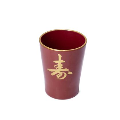 Imagem de Jogo De Copos Saquê 6 peças Com Ideograma Japonês Vermelho