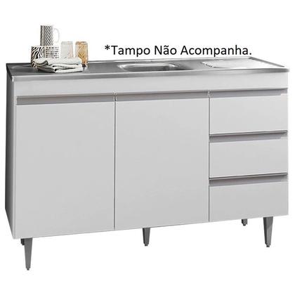 Imagem de Jogo De Cozinha Compacta 11 Portas Com Um Balcão Para Pia Sem Tampo - Branco Branco Móveis Leartam
