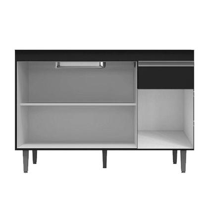 Imagem de Jogo De Cozinha Compacta Vanessa Com Balcão Para Pia Sem Tampo - Preto Fosco Ajl