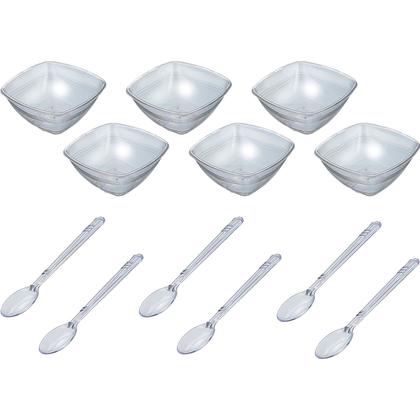 Imagem de Jogo De Cumbucas Tigelas Colheres 12 Unidades Para Sobremesa