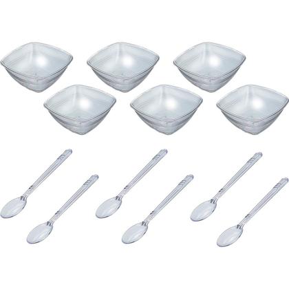 Imagem de Jogo De Cumbucas Tigelas Colheres 12 Unidades Para Sobremesa