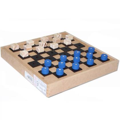 Imagem de Jogo de damas adaptado braille inclusão madeira com tampa
