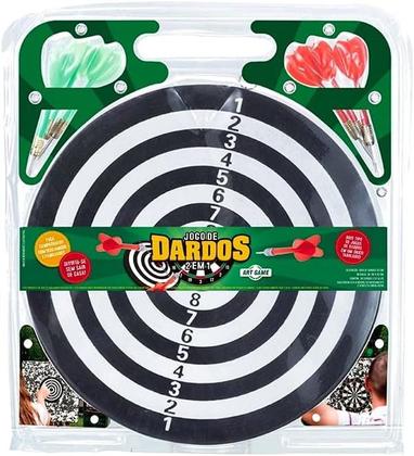 Imagem de Jogo de Dardos Profissional 38Cm Modelo Grande Tiro Ao Alvo 2 em 1 Dupla Face Com 6 Dardos