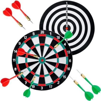 Imagem de Jogo de Dardos Profissional 38Cm Modelo Grande Tiro Ao Alvo 2 em 1 Dupla Face Com 6 Dardos