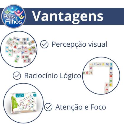 Imagem de Jogo De Dominó 31 Peças Alfabeto Madeira Infantil Educativo Pedagógico