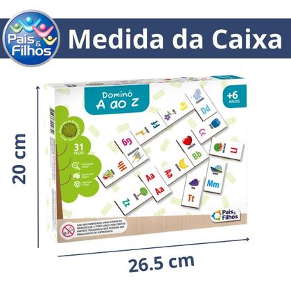 Imagem de Jogo De Dominó 31 Peças Alfabeto Madeira Infantil Educativo Pedagógico