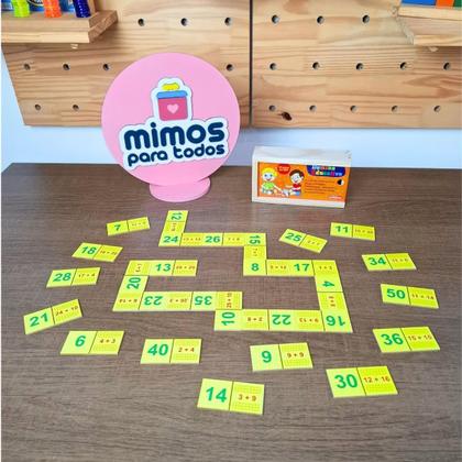 Imagem de Jogo de Dominó Adição 28 peças Infantil Escolar Brinquedos Educativos Carimbras Criança 6 anos