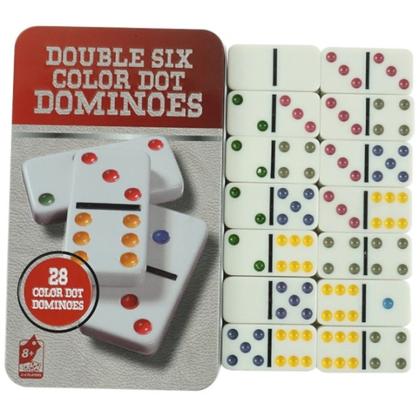 Imagem de Jogo de Dominó Colorido Com Estojo de Metal 28 peças