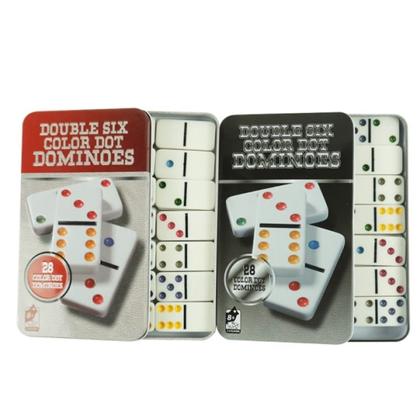 Imagem de Jogo de Dominó Colorido Com Estojo de Metal 28 peças