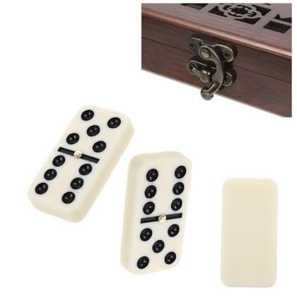 Imagem de Jogo de Dominó em Osso Grosso Profissional Estojo em Madeira Tradicional