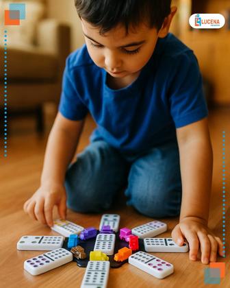 Imagem de Jogo de Domino Mexicano Completo Tipo Osso C/4 Trem e Eixo Central 91 peça Profissional Lata Hoyle Educativo tradicional