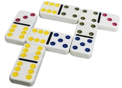 Imagem de Jogo de Dominó Profissional 9mm 28 Peças Osso Colorido Com Estojo