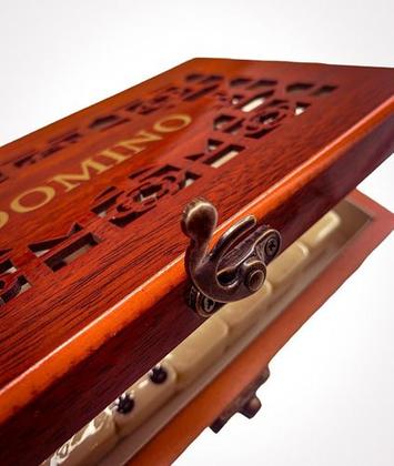 Imagem de Jogo De Dominó Profissional Com Caixa De Madeira Luxo Pesado