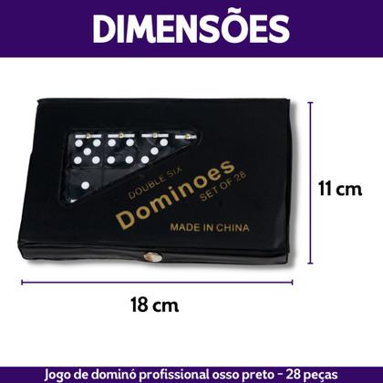 Imagem de Jogo De Domino Profissional De Osso Preto Kaftor