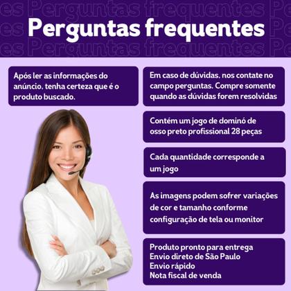 Imagem de Jogo De Domino Profissional De Osso Preto Kaftor