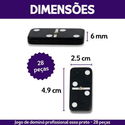 Imagem de Jogo De Domino Profissional De Osso Preto Kaftor