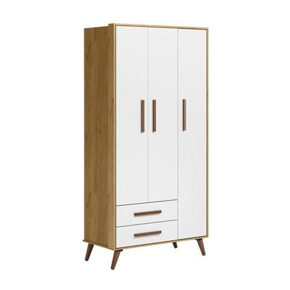 Imagem de Jogo De Dormitório Quarto Infantil Bebê Berço Com Guarda Roupa Retrô - Móveis Leartam