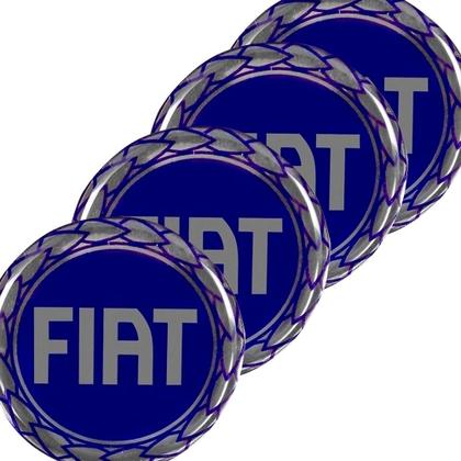 Imagem de Jogo de emblemas para calota resinado azul fiat 48mm