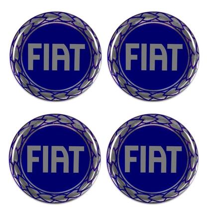 Imagem de Jogo de emblemas para calota resinado azul fiat 48mm