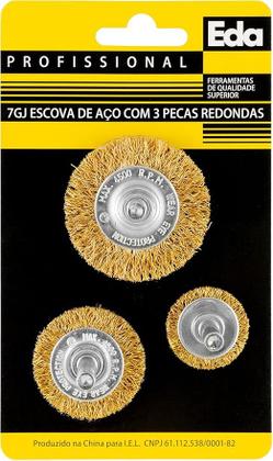 Imagem de Jogo de Escovas De Aço Redondas 1/4' Com 3 Peças Eda 7GJ