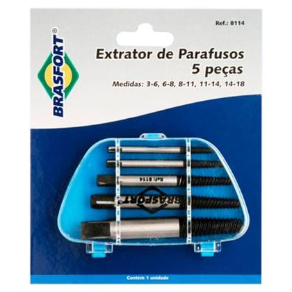 Imagem de Jogo de Extrator de Parafusos Quebrados Kit com 5 Peças 8114 BRASFORT