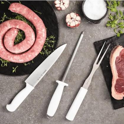 Imagem de Jogo de Faca e Garfo para Churrasco 2 Pçs Branco Mundial