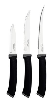 Imagem de Jogo De Facas 3 Peças em Aço Inox para Cortar Frutas e Legumes Felice Preto