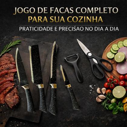 Imagem de Jogo De Facas 6 Peças Inox Com Tesoura E Descascador