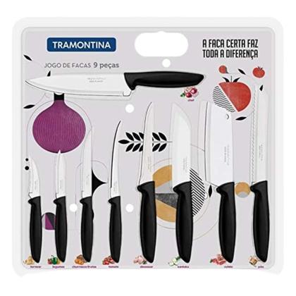 Imagem de Jogo De Facas Faqueiro Aço Inox 9 Peças Plenus Tramontina