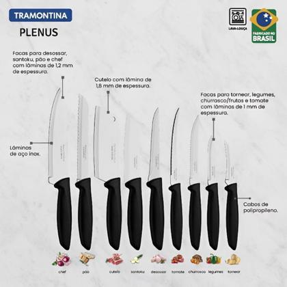Imagem de Jogo De Facas Faqueiro Aço Inox 9 Peças Plenus Tramontina