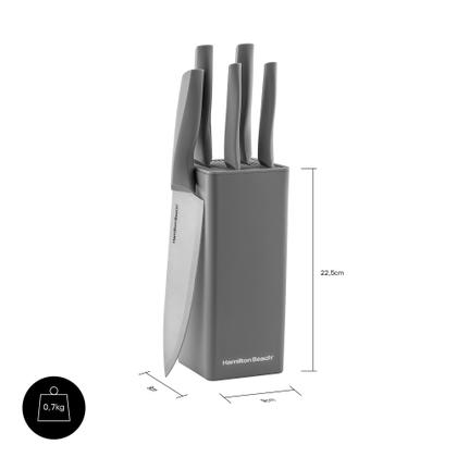 Imagem de Jogo de Facas Inox Hamilton Beach Square Com Suporte 6 Peças