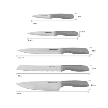 Imagem de Jogo de Facas Inox Hamilton Beach Square Com Suporte 6 Peças