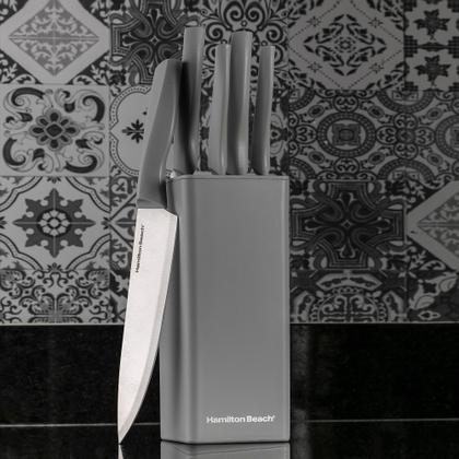 Imagem de Jogo de Facas Inox Hamilton Beach Square Com Suporte 6 Peças