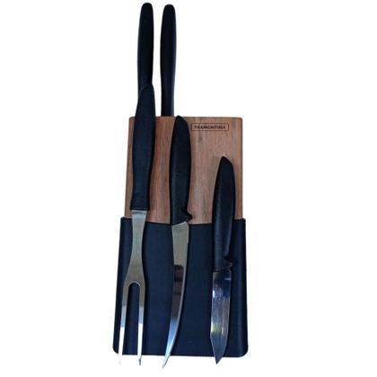 Imagem de Jogo De Facas Inox Tramontina Plenus Com Suporte De Madeira