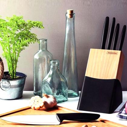 Imagem de Jogo De Facas Inox Tramontina Plenus Com Suporte De Madeira