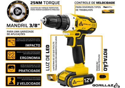 Imagem de Jogo De Ferramentas 169 Peças Com Maleta E Parafusadeira Furadeira De Impacto A Bateria Bivolt 10mm