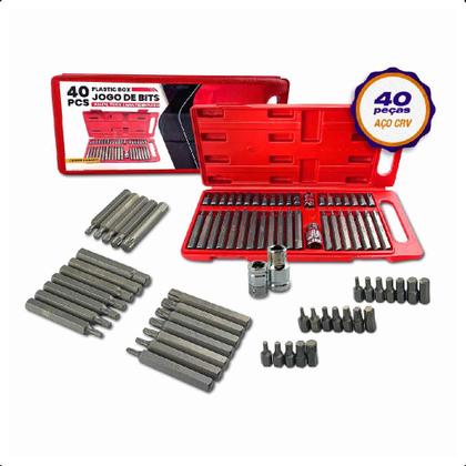 Imagem de Jogo De Ferramentas 40 Peças Bit Torx Allen Multidentado Crv