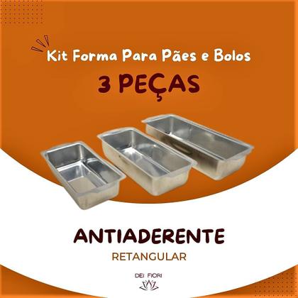 Imagem de Jogo De Forma Para Pão E Bolo Retangular - Kit Com 3 Peças