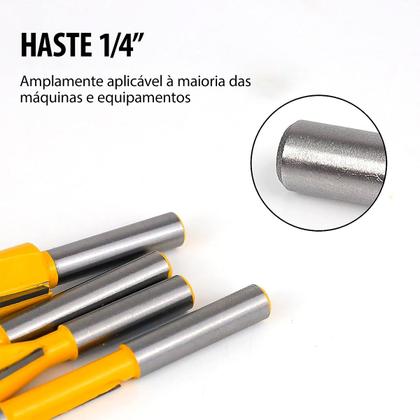 Imagem de Jogo De Fresas para Tupia Madeira Com Kit 12 Peças Haste 6mm Com Maleta em Madeira