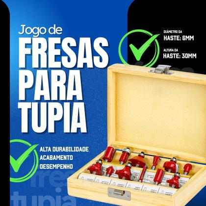 Imagem de Jogo de Fresas Para Tupia Madeira Kit Completo 12 Peças Com Estojo
