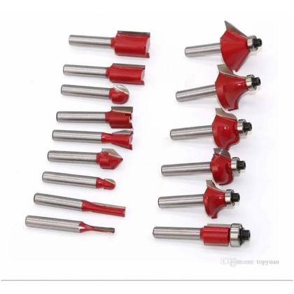 Imagem de Jogo De Fresas Tupia 15 Peças 8Mm Com Maleta