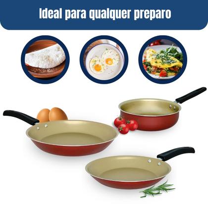 Imagem de Jogo De Frigideira Francesa Antiaderente Com Tampa 3 Peças