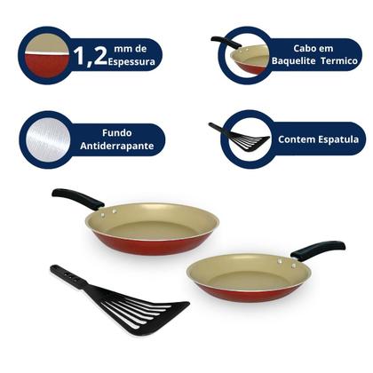 Imagem de Jogo De Frigideira Francesa Antiaderente Com Tampa 3 Peças