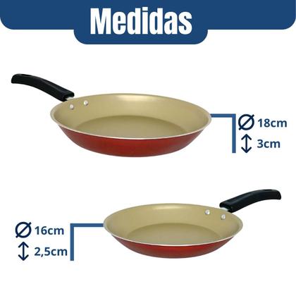 Imagem de Jogo De Frigideira Francesa Antiaderente Com Tampa 3 Peças