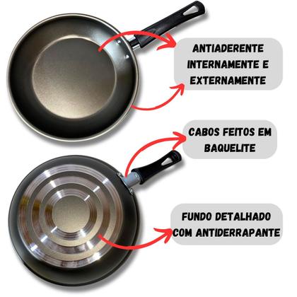 Imagem de Jogo De Frigideira Francesa Antiaderente Com Tampa 3 Peças
