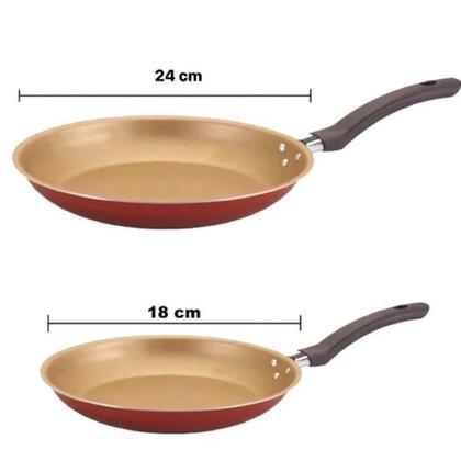 Imagem de Jogo de Frigideiras 3 Peças Antiaderente Francesa 24cm/18cm com Espátula Excelente Qualidade Prol-lar