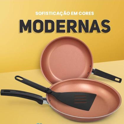 Imagem de Jogo de Frigideiras 3 Peças Antiaderente Francesa 24cm/18cm com Espátula Excelente Qualidade Prol-lar