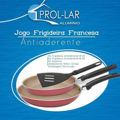 Imagem de Jogo de Frigideiras 3 Peças Antiaderente Francesa 24cm/18cm com Espátula Excelente Qualidade Prol-lar