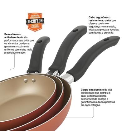 Imagem de Jogo De Frigideiras Francesas 3 Peças 14 16 20cm Cereja Nacional