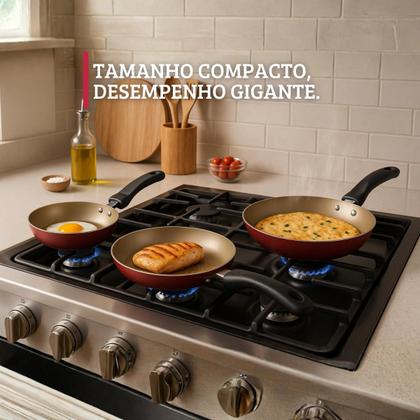 Imagem de Jogo De Frigideiras Francesas 3 Peças 14 16 20cm Cereja Nacional